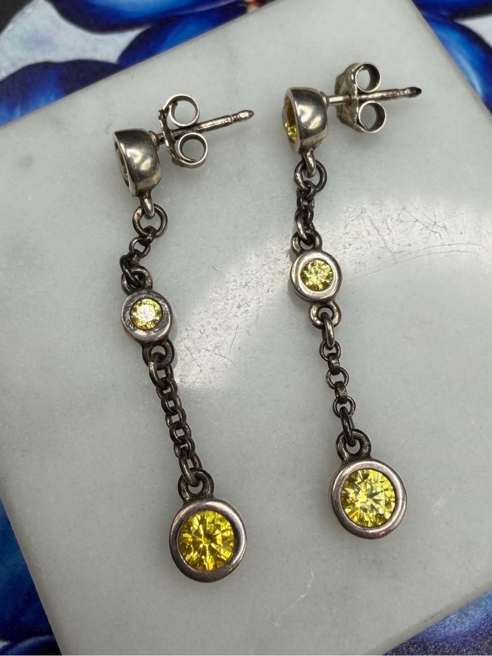 Pandora Drop Earrings 925 ALE #S14  Citrine 1.5”